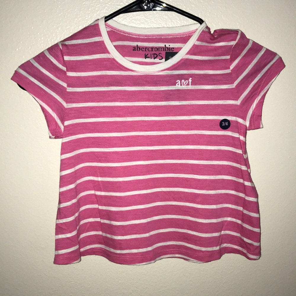 Abercrombie Pink with White Striped T-Shirt